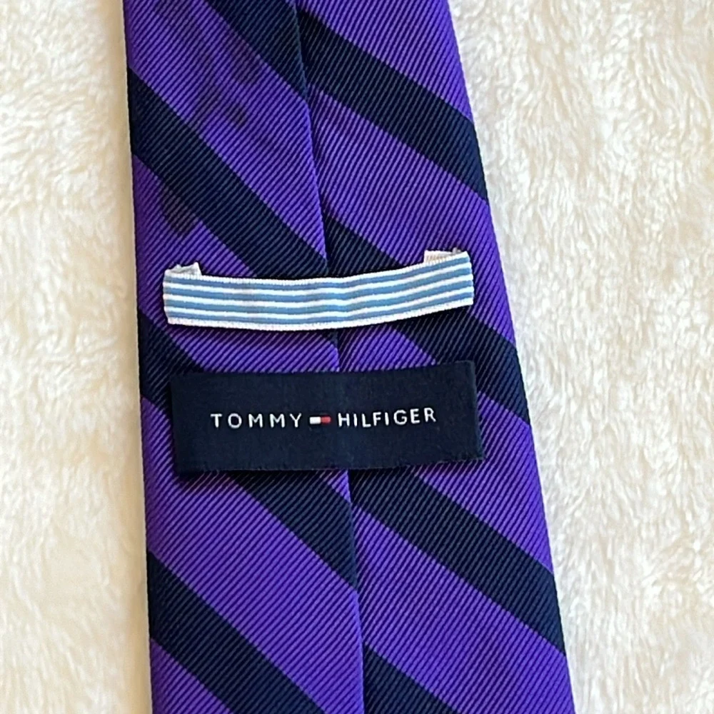 Tommy Hilfiger Purple Striped Tie - Picture 2 of 7